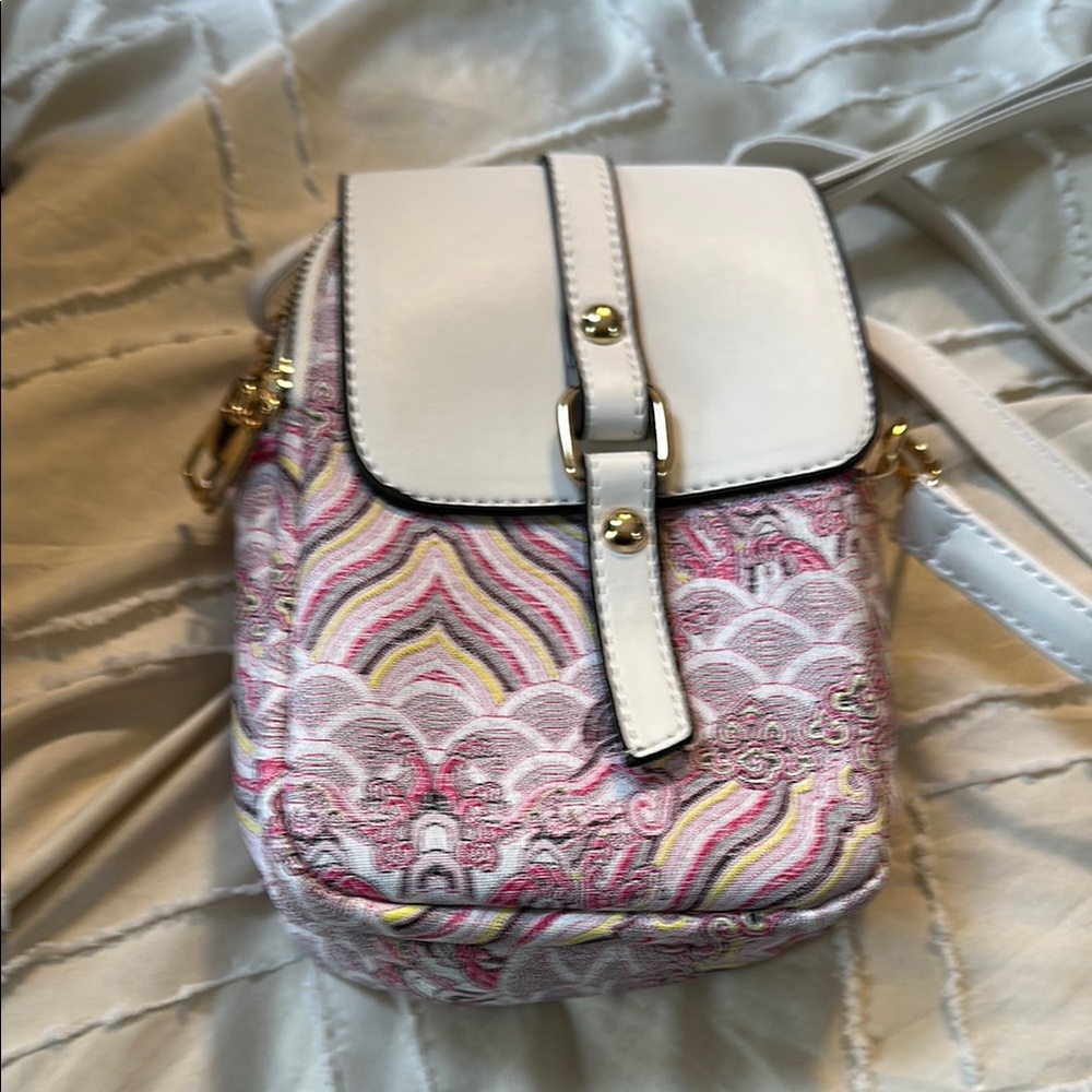 White and Pink Patterned Women's Bag